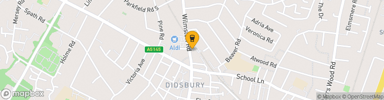Map showing a marker over 53.418576699999996, -2.2315348999999998