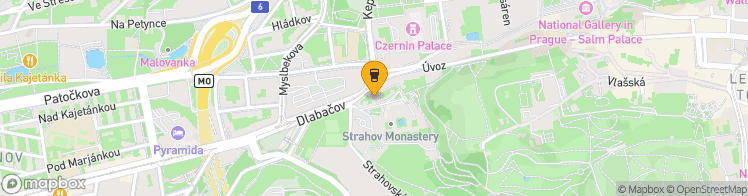 Map showing a marker over 50.0868543, 14.388361199999999