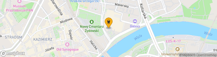 Map showing a marker over 50.0528918, 19.9546821