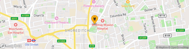 Map showing a marker over 51.527321699999995, -0.0769362