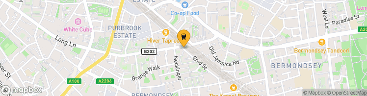 Map showing a marker over 51.4979825, -0.07311600000000001