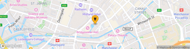 Map showing a marker over 53.475741, -2.2447425000000005