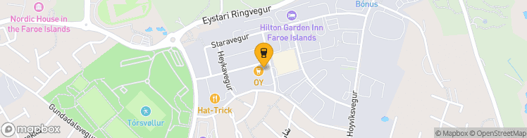 Map showing a marker over 62.020313699999996, -6.7709228