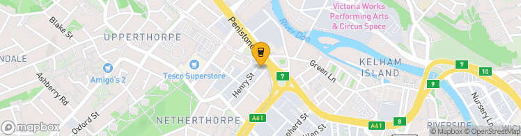 Map showing a marker over 53.3892199, -1.4785644