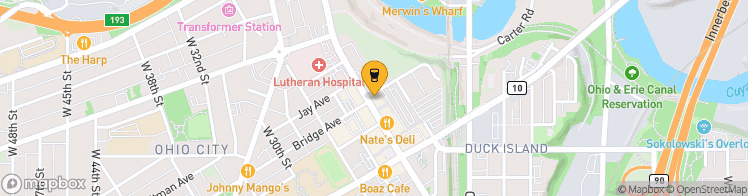 Map showing a marker over 41.4860542, -81.7045576