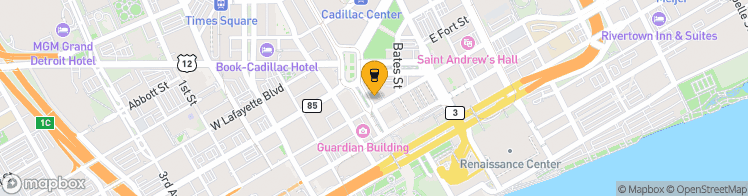 Map showing a marker over 42.330595699999996, -83.04562039999999