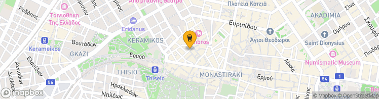 Map showing a marker over 37.9781291, 23.723246300000003
