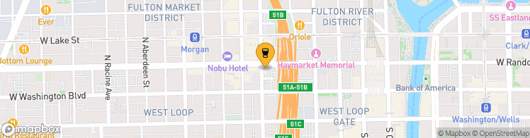 Map showing a marker over 41.8841667, -87.64722220000002