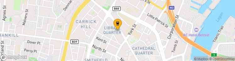 Map showing a marker over 54.6041248, -5.9313163