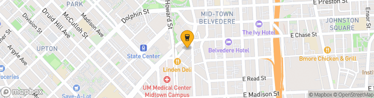 Map showing a marker over 39.3017083, -76.6191111