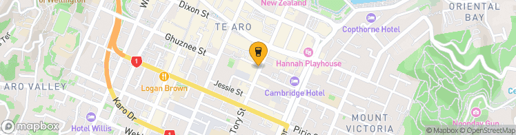 Map showing a marker over -41.2944311, 174.780467