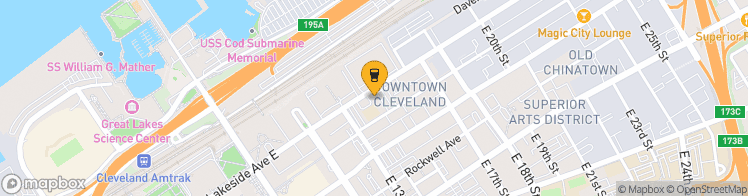 Map showing a marker over 41.5077778, -81.6863889