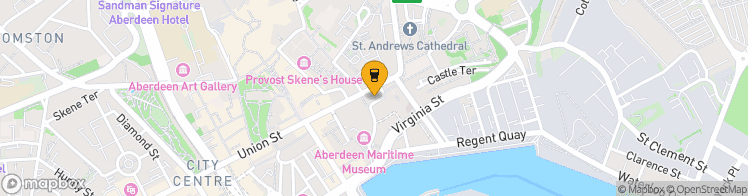Map showing a marker over 57.147461899999996, -2.0945202