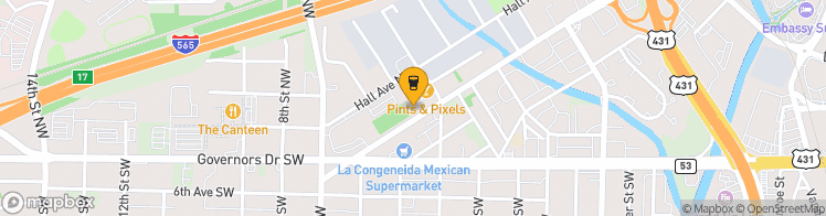 Map showing a marker over 34.7217469, -86.6054124