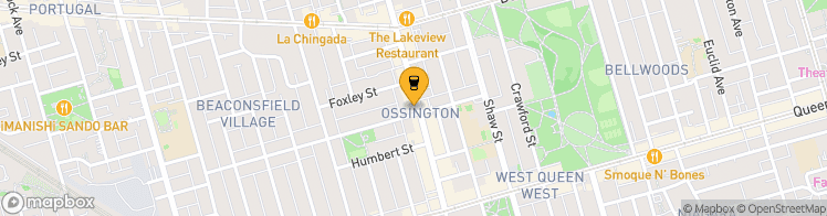 Map showing a marker over 43.647068999999995, -79.42008