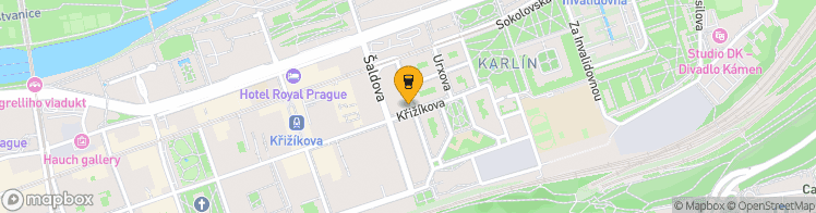Map showing a marker over 50.093796399999995, 14.456184699999998