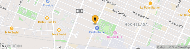 Map showing a marker over 45.5421392, -73.55456629999999