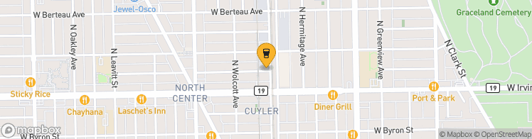 Map showing a marker over 41.9552432, -87.6744982