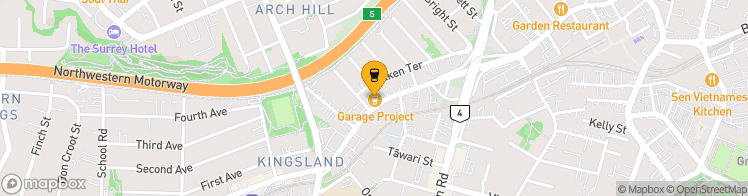 Map showing a marker over -36.8691251, 174.7493754
