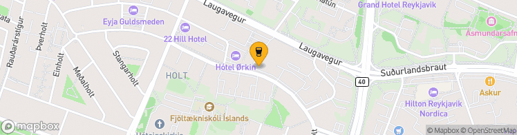 Map showing a marker over 64.140292, -21.8997317