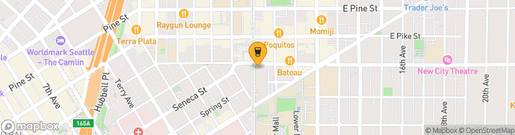 Map showing a marker over 47.6128, -122.3205327