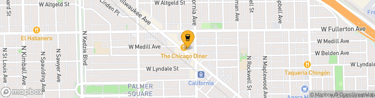 Map showing a marker over 41.923663399999995, -87.6980619