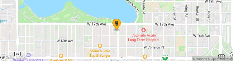 Map showing a marker over 39.7432917, -105.03955049999999