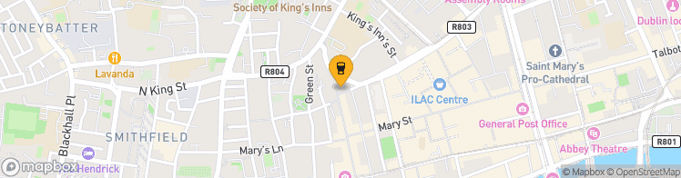 Map showing a marker over 53.3497948, -6.2690908