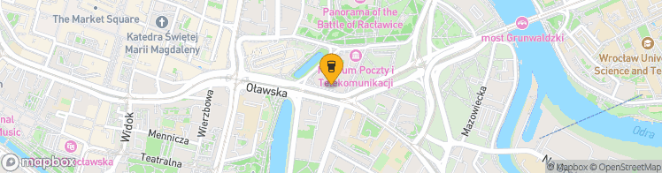 Map showing a marker over 51.1075485, 17.0432556