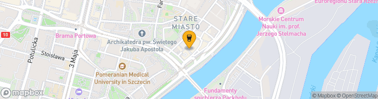 Map showing a marker over 53.4238455, 14.560045