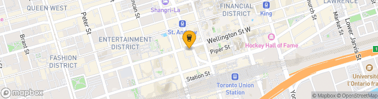 Map showing a marker over 43.6462058, -79.3843065