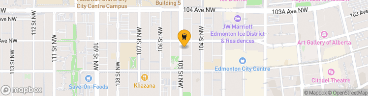 Map showing a marker over 53.544230299999995, -113.5008297