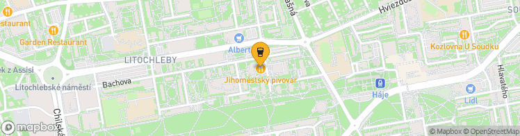 Map showing a marker over 50.0314629, 14.5198128