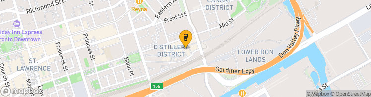 Map showing a marker over 43.650441699999995, -79.35827499999999