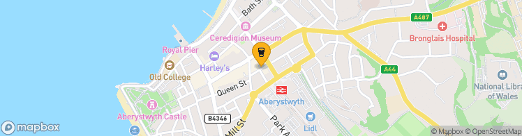 Map showing a marker over 52.4147202, -4.0828055