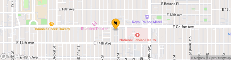 Map showing a marker over 39.739747, -104.9454478