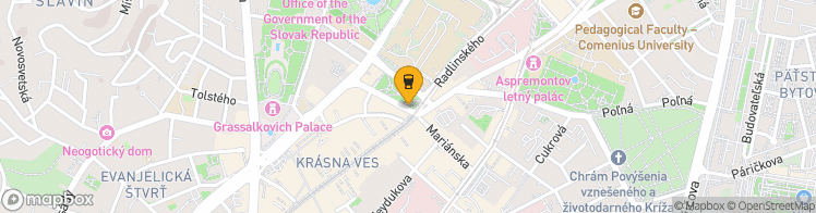 Map showing a marker over 48.149260999999996, 17.113075400000003
