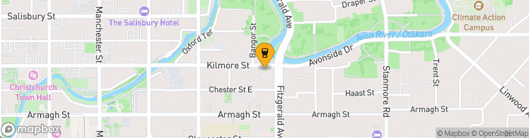 Map showing a marker over -43.5267391, 172.6496697