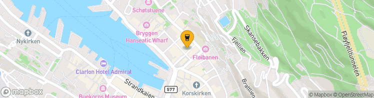 Map showing a marker over 60.396407, 5.326994
