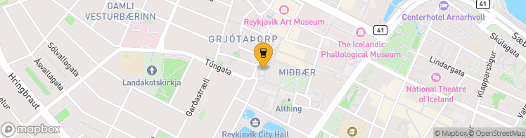 Map showing a marker over 64.1474984, -21.9417388