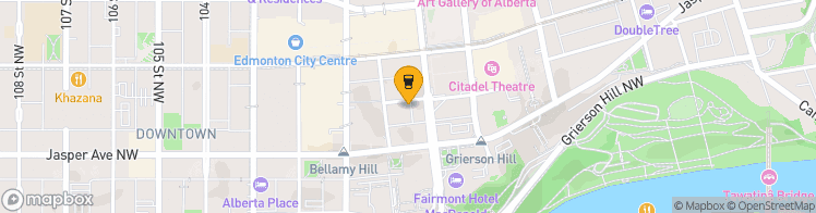 Map showing a marker over 53.542072999999995, -113.4913076