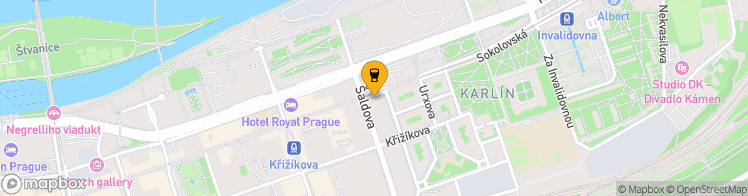 Map showing a marker over 50.0947634, 14.455237700000001